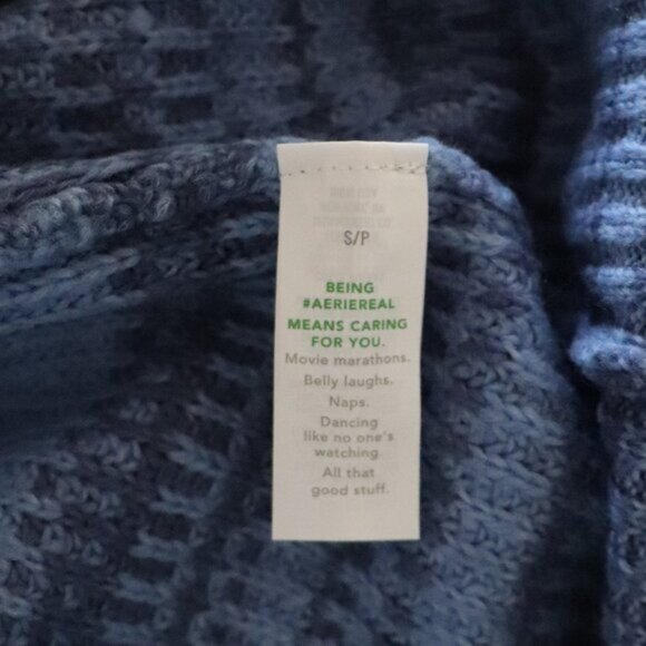 Aerie Womens Blue S Oversized Striped Wool Pullover Lounge Slouchy Sweater - Picture 11 of 14